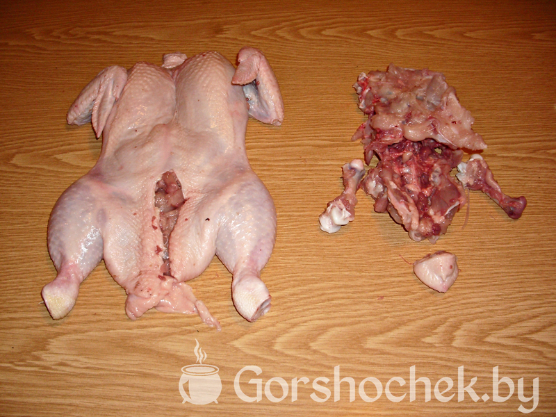 Курица фаршированная мясом, блинами и грибами не прорывая кожу